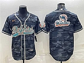Men's Miami Dolphins Gray Camo Team Big Logo With Patch Cool Base Stitched Baseball Jersey,baseball caps,new era cap wholesale,wholesale hats